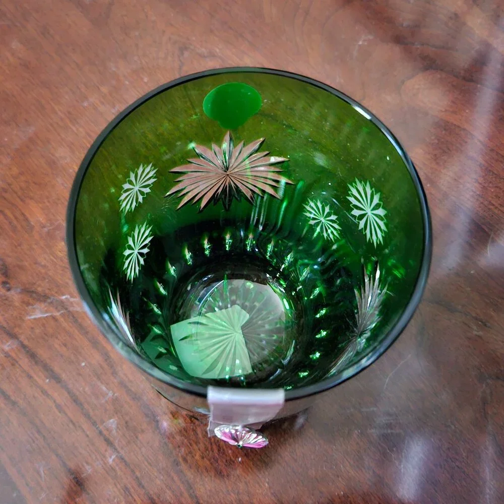 WATERFORD CRYSTAL GREEN SNOWFLAKE WISHES DOF WHISKEY CHRISTMAS GLASS TUMBLER